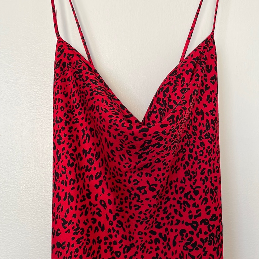 Astr red animal print midi